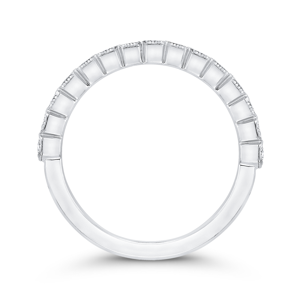 Round Diamond Half-Eternity Wedding Band in 14K White Gold