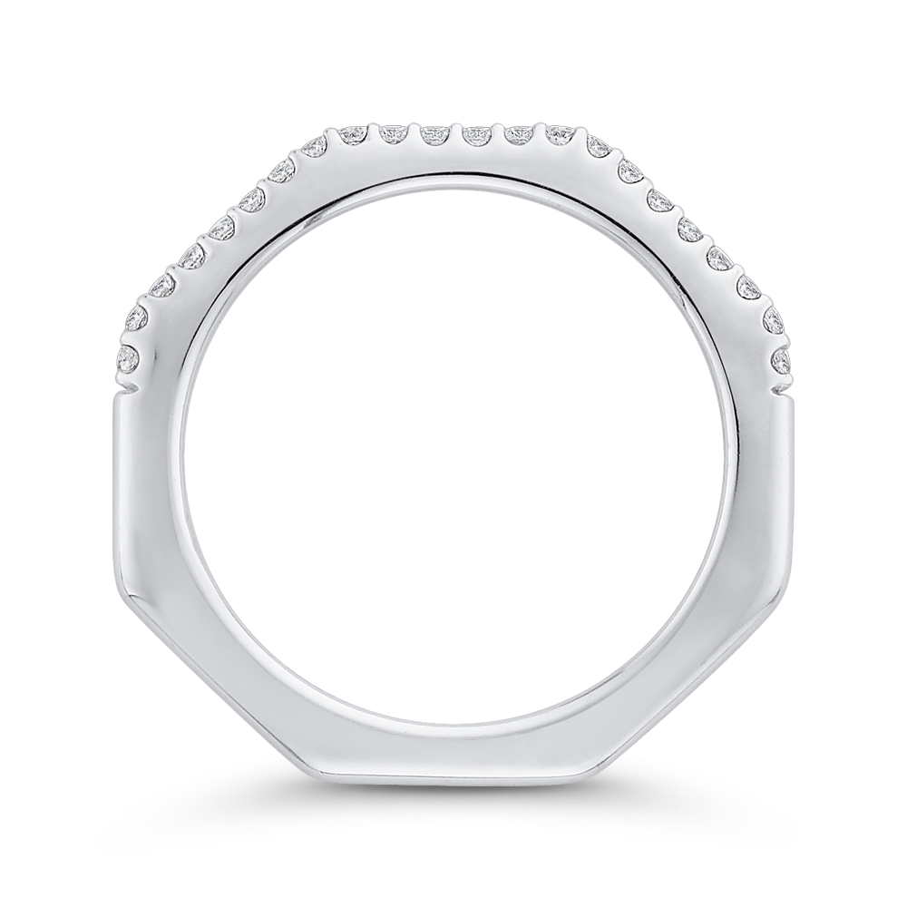 Round Diamond Half-Eternity Wedding Band in 14K White Gold