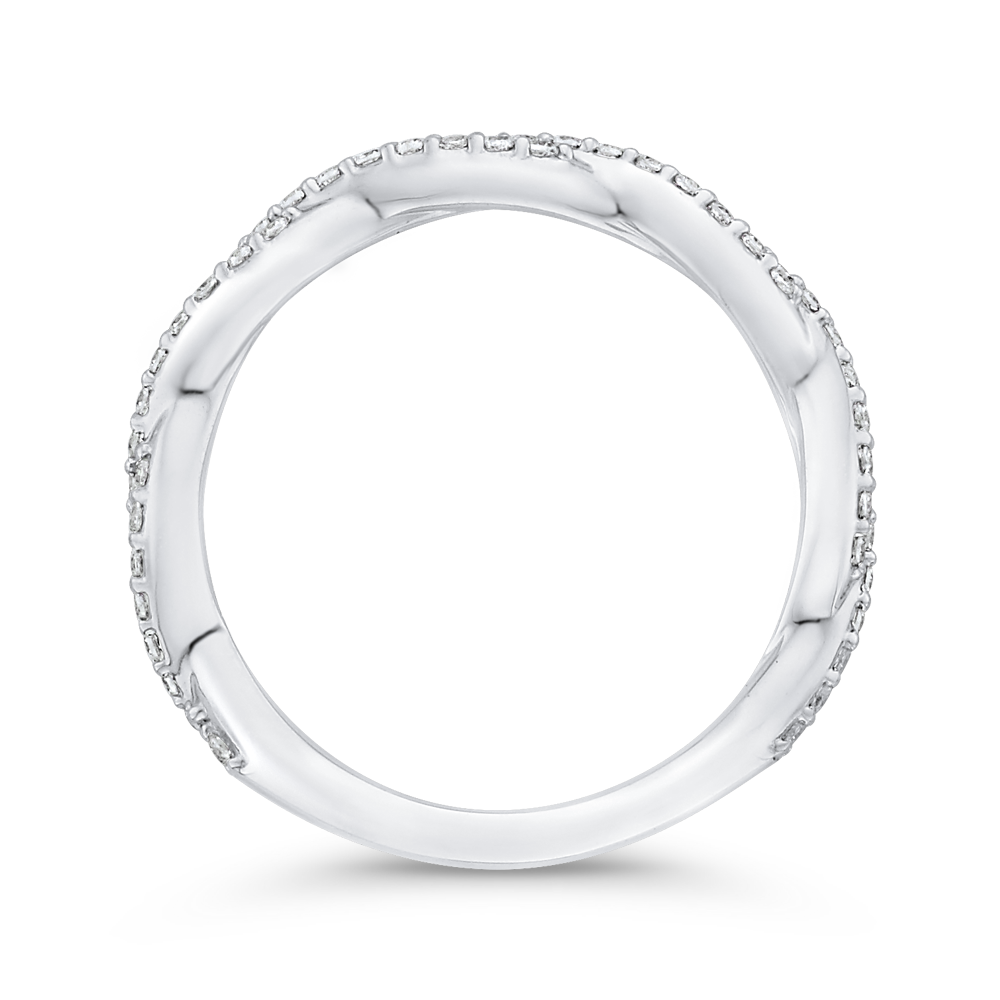 Round Diamond Chriss-Cross Wedding Band in 14K White Gold