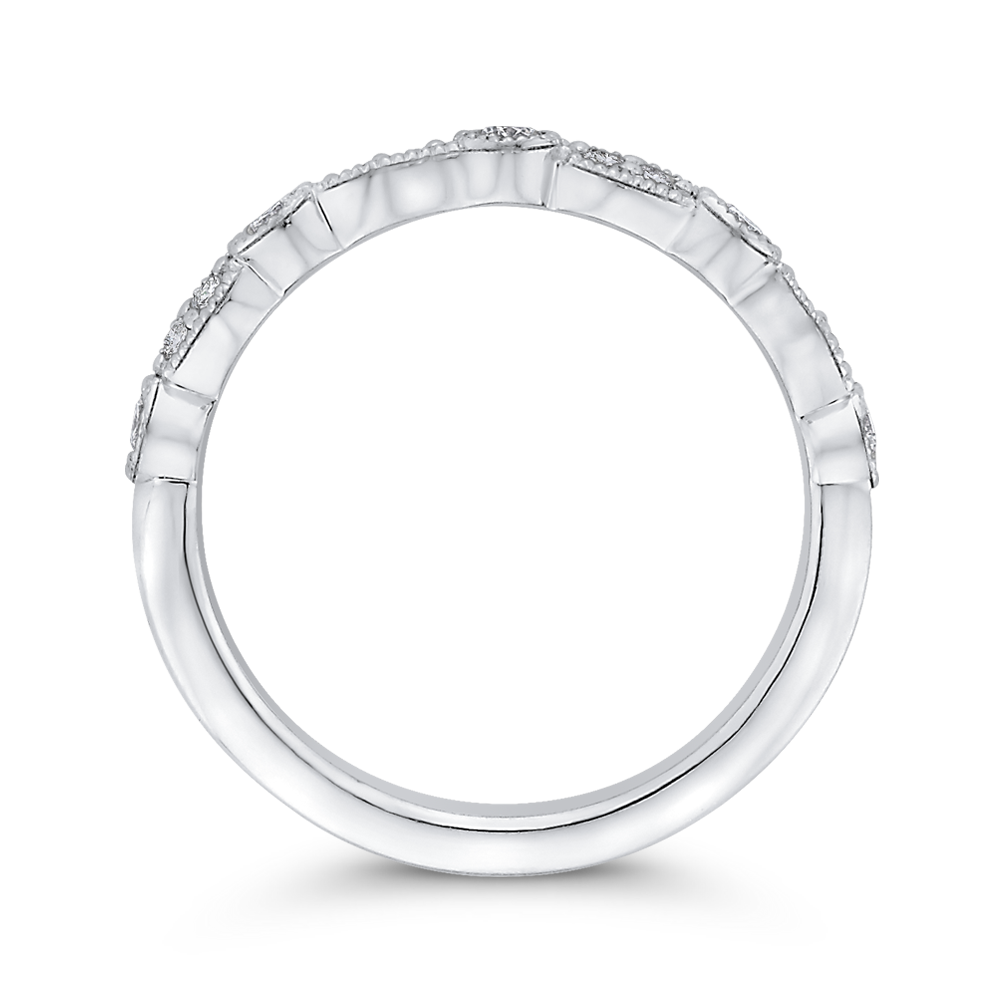 Round Half-Eternity Diamond Wedding Band in 14K White Gold