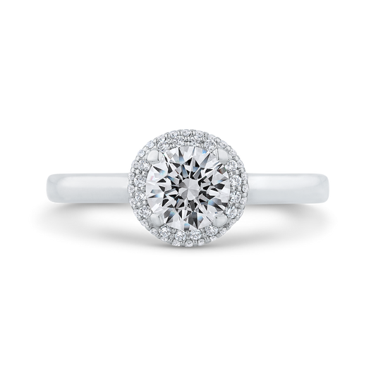 Diamond Halo Engagement Ring in 14K White Gold