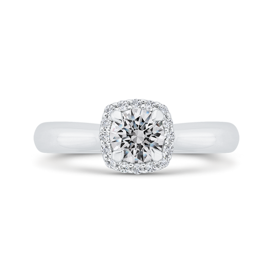 Diamond Halo Engagement Ring in 14K White Gold