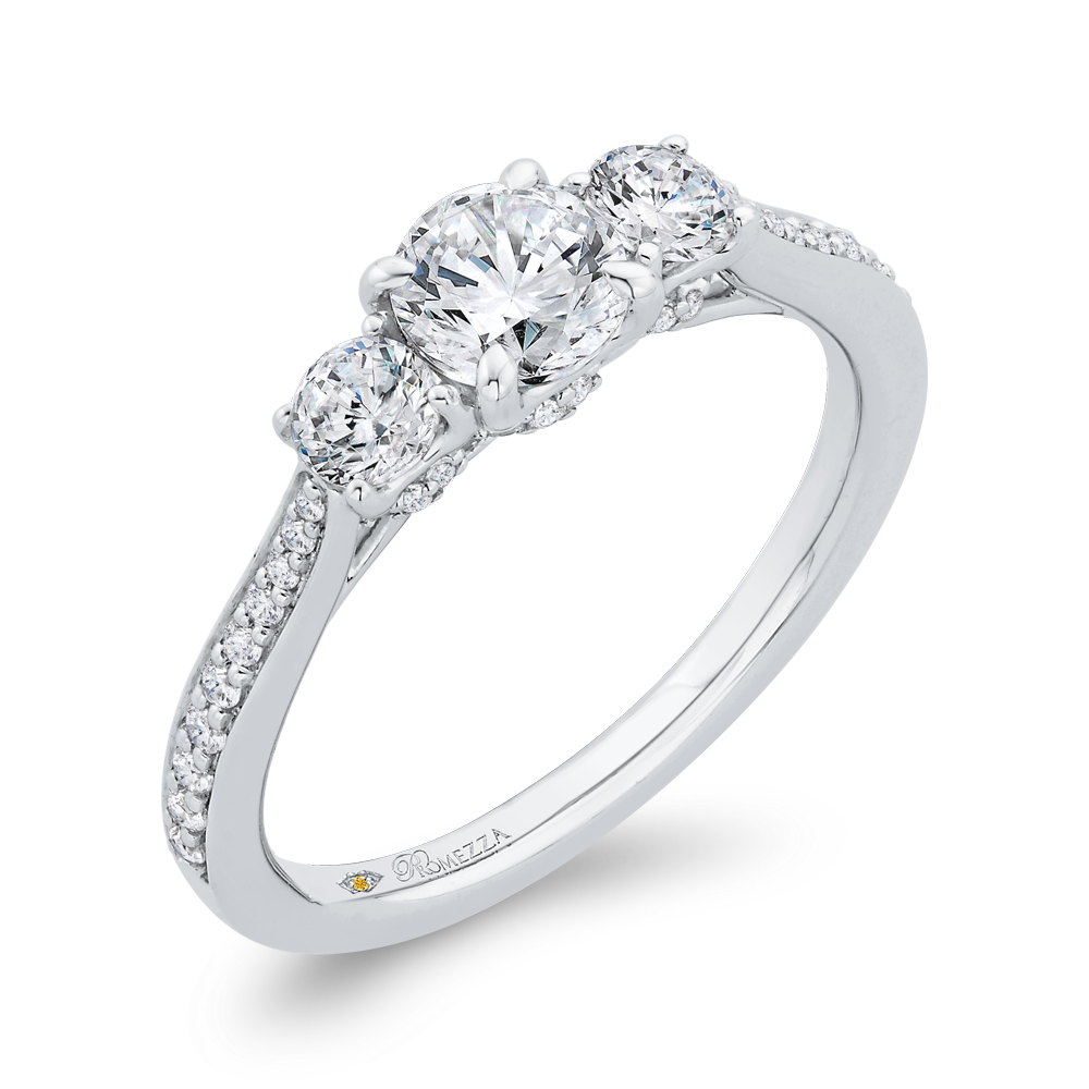Diamond Three-Stone Plus Engagement Ring in 14K White Gold