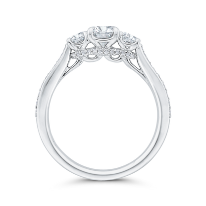 Diamond Three-Stone Plus Engagement Ring in 14K White Gold