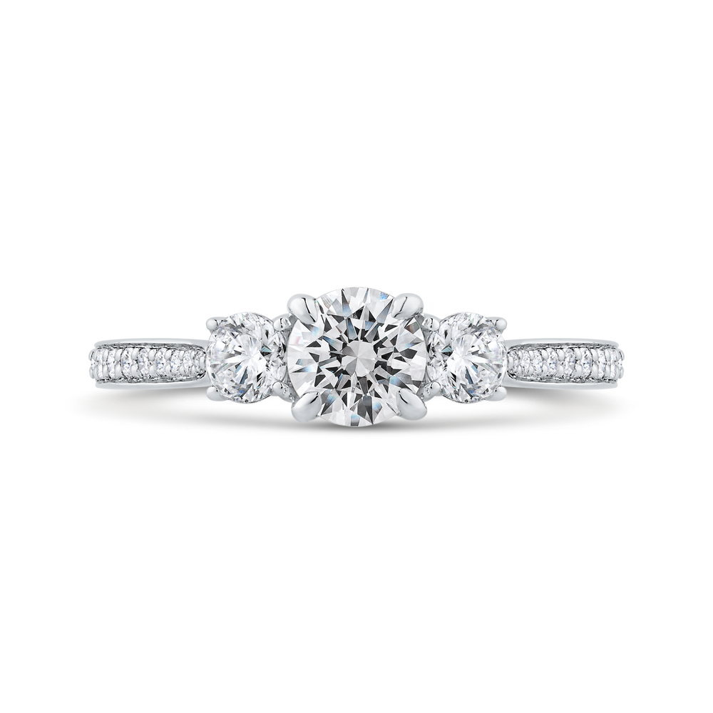 Diamond Three-Stone Plus Engagement Ring in 14K White Gold
