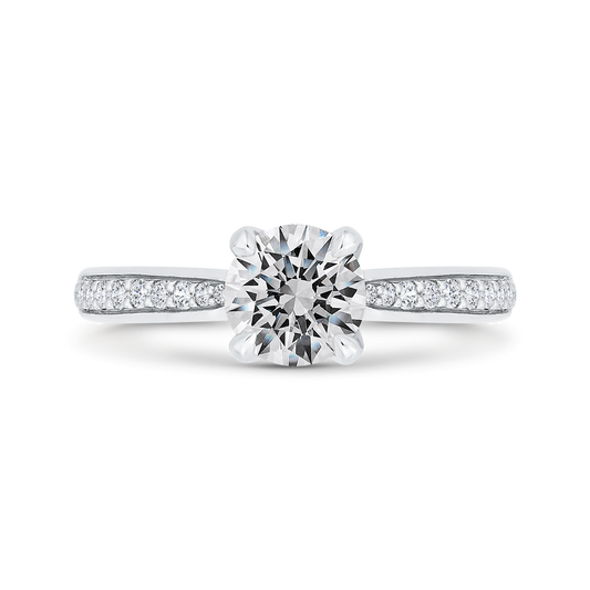 Round Diamond Solitaire Plus Engagement Ring in 14K White Gold