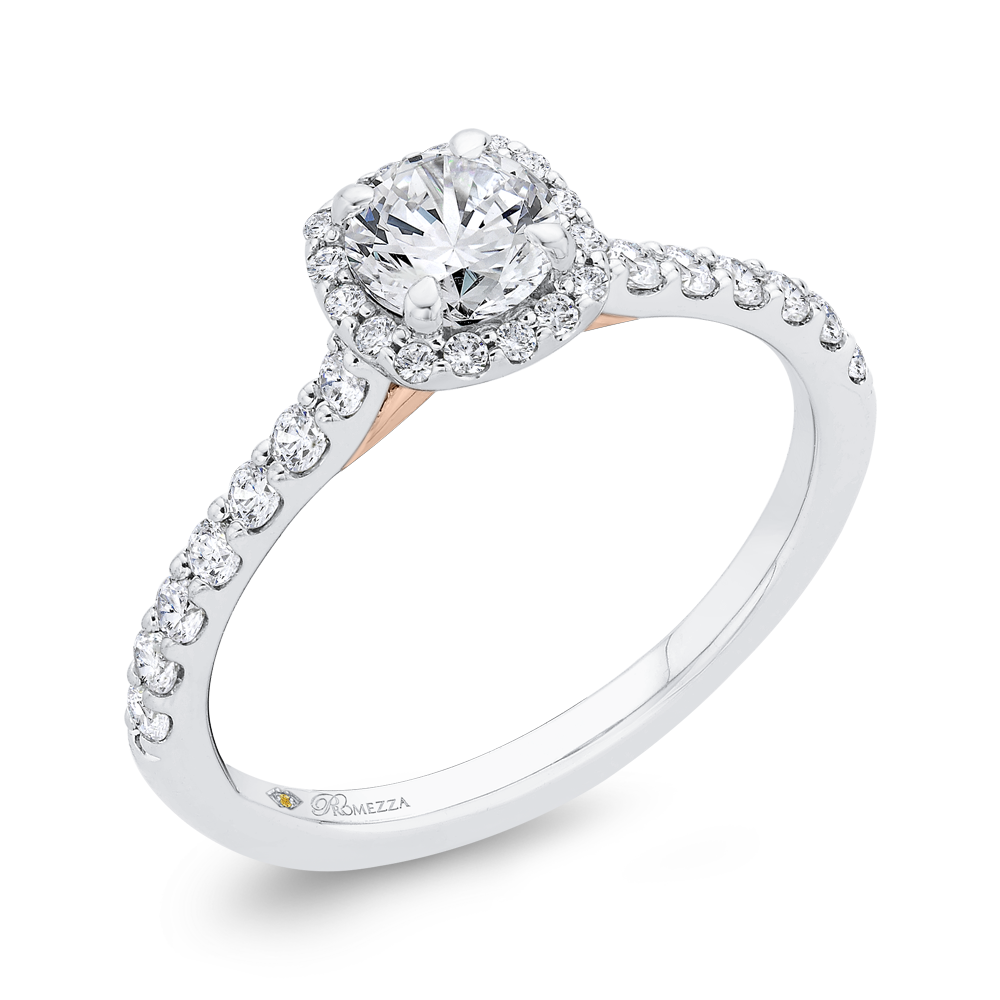 Diamond Halo Engagement Ring in 14K Two Tone Gold