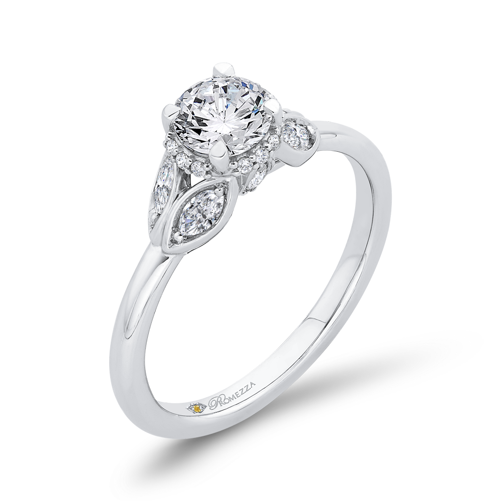 Round Diamond Solitaire Plus Engagement Ring in 14K White Gold