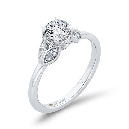 Round Diamond Solitaire Plus Engagement Ring in 14K White Gold