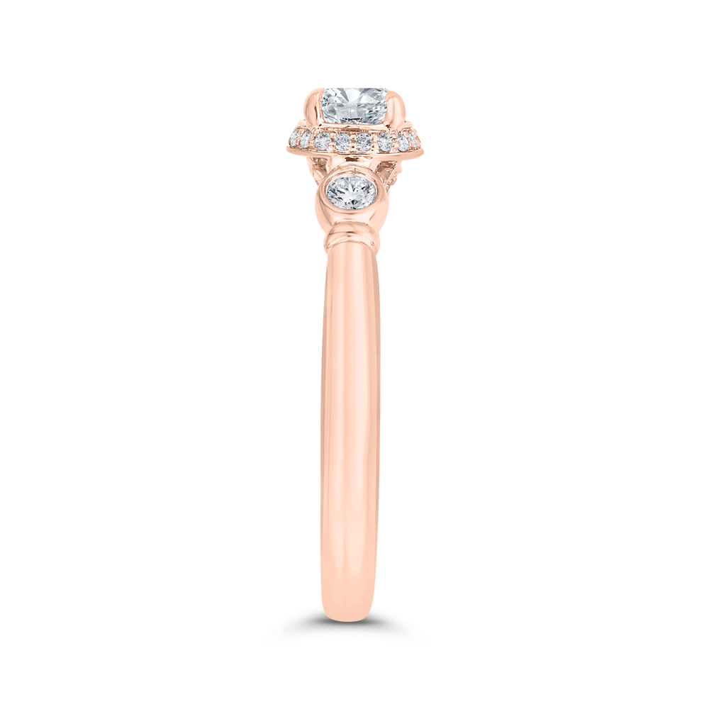 Three-Stone Plus Round Diamond Engagement Ring in 14K Rose Gold