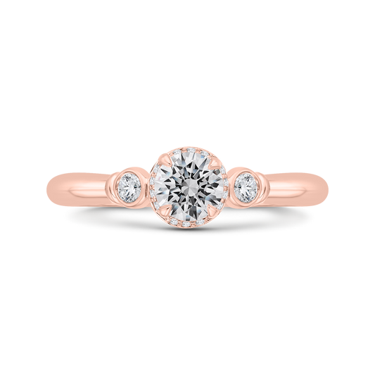 Three-Stone Plus Round Diamond Engagement Ring in 14K Rose Gold