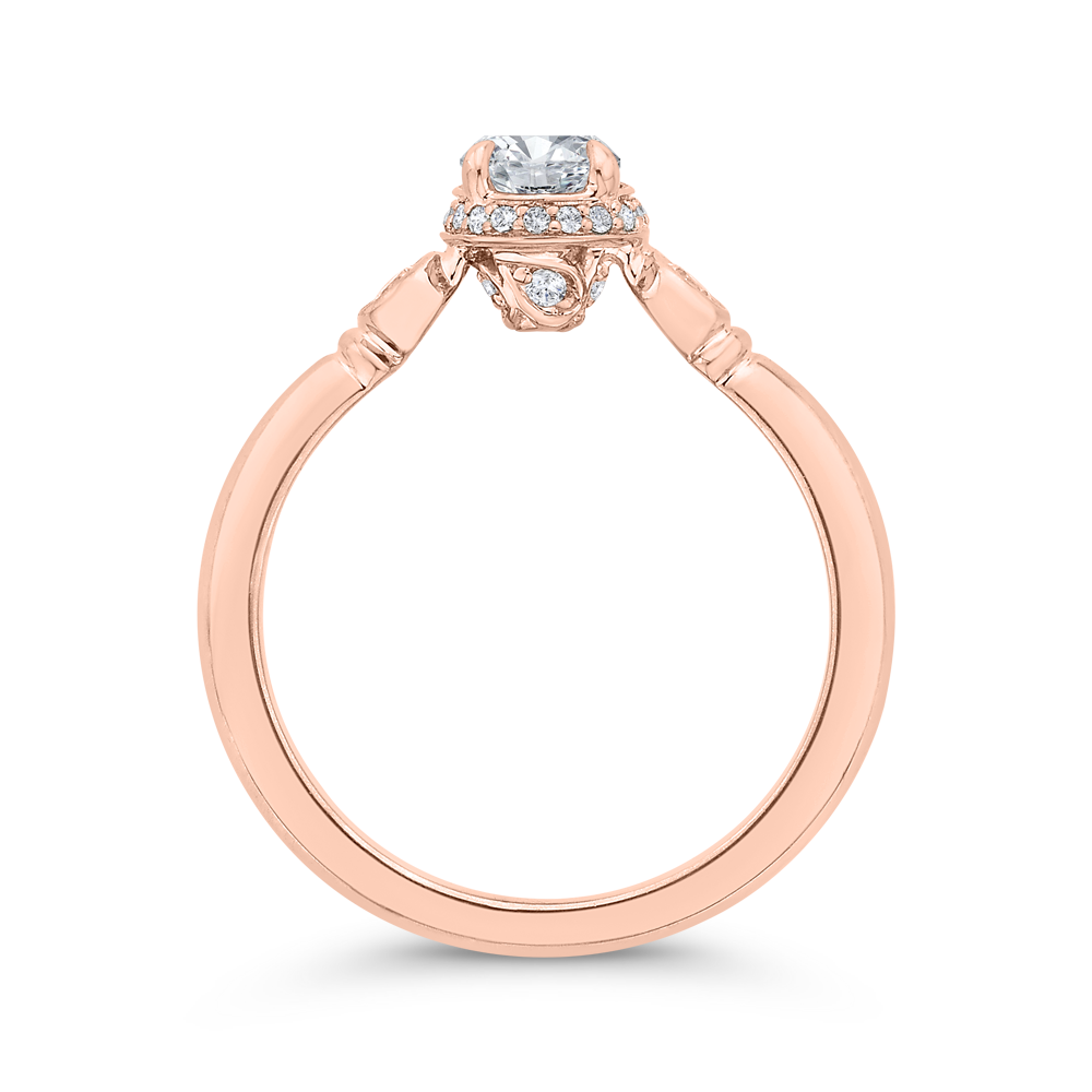 Three-Stone Plus Round Diamond Engagement Ring in 14K Rose Gold