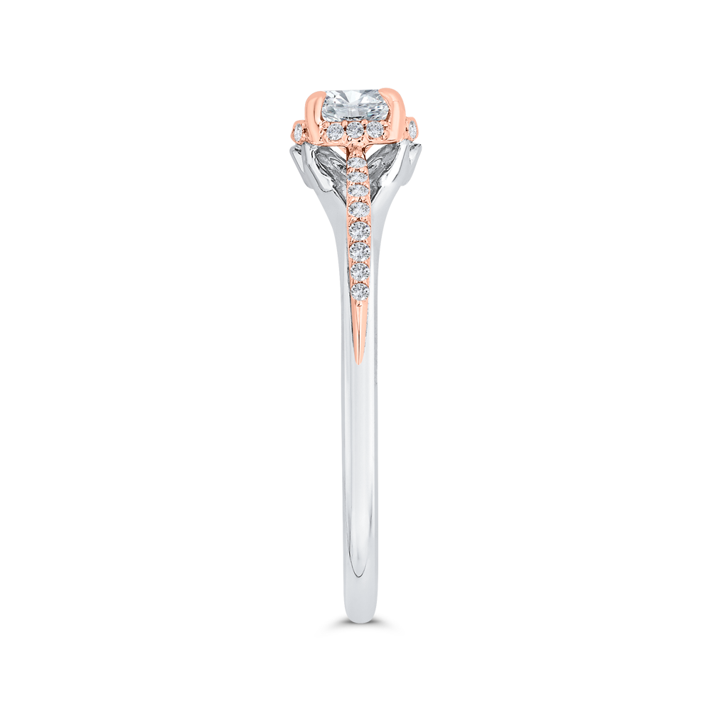 Diamond Halo Engagement Ring in 14K Two Tone Gold