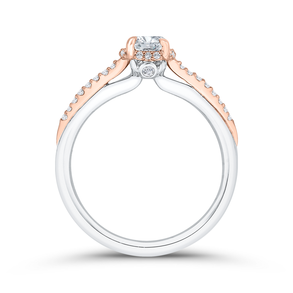 Diamond Halo Engagement Ring in 14K Two Tone Gold