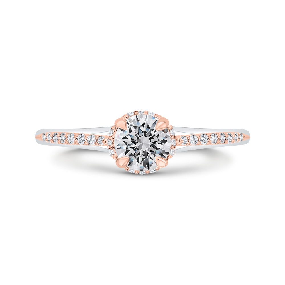 Diamond Halo Engagement Ring in 14K Two Tone Gold
