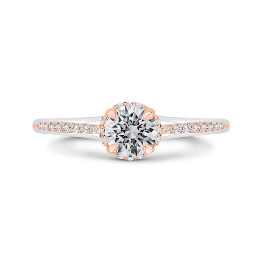 Diamond Halo Engagement Ring in 14K Two Tone Gold