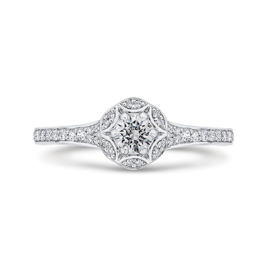 Diamond Halo Engagement Ring in 14K White Gold