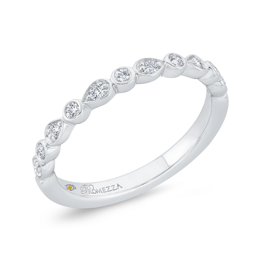 Bezel Set Diamond Wedding Band in 14K White Gold
