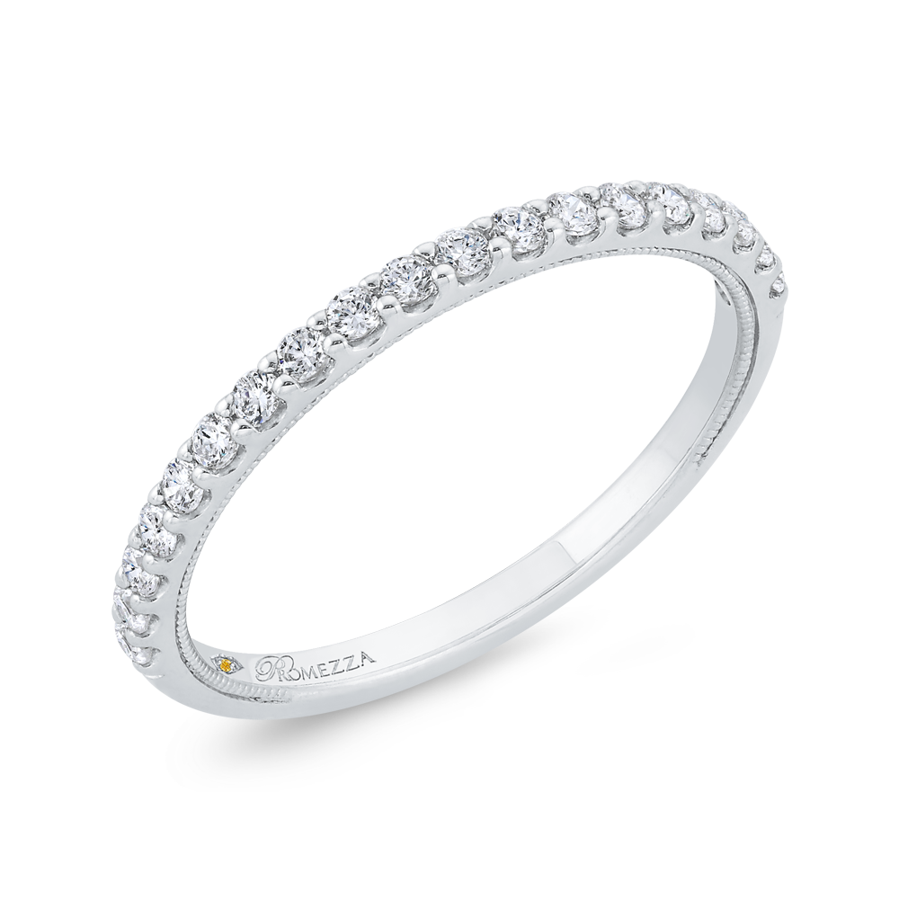 Round Diamond Wedding Band in 14K Two Tone Gold