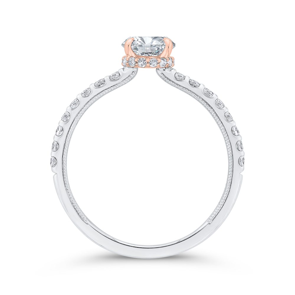 Diamond Halo Engagement Ring in 14K Two Tone Gold