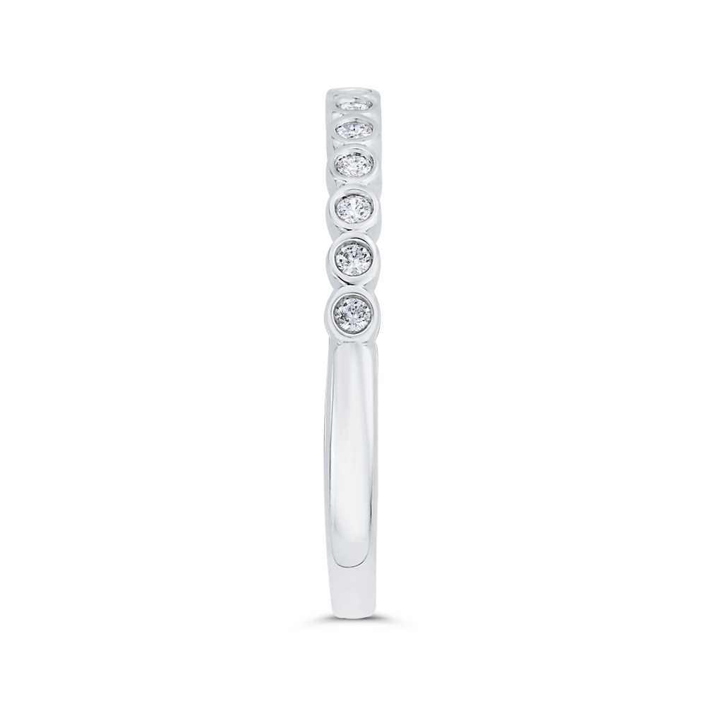 Bezel Set Diamond Wedding Band in 14K White Gold