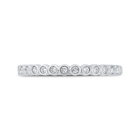 Bezel Set Diamond Wedding Band in 14K White Gold