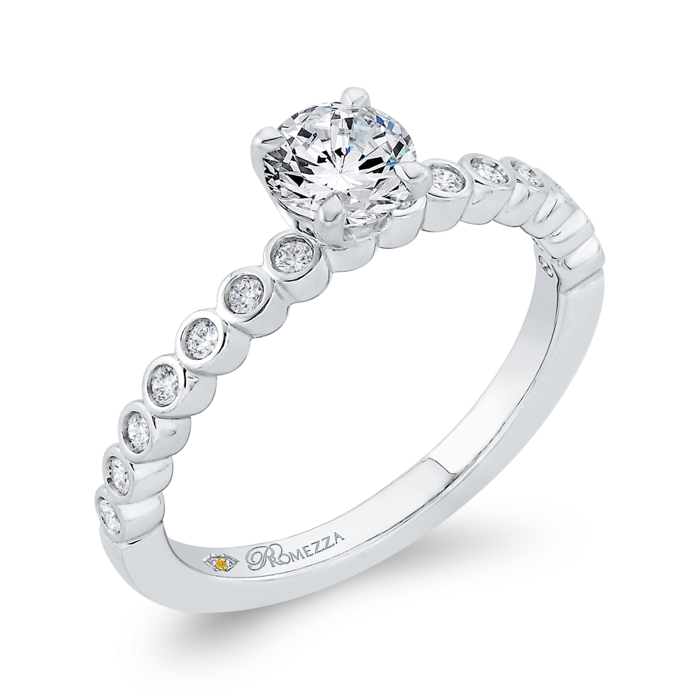 Bezel Set Round Diamond Engagement Ring in 14K White Gold