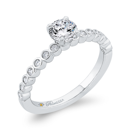 Bezel Set Round Diamond Engagement Ring in 14K White Gold