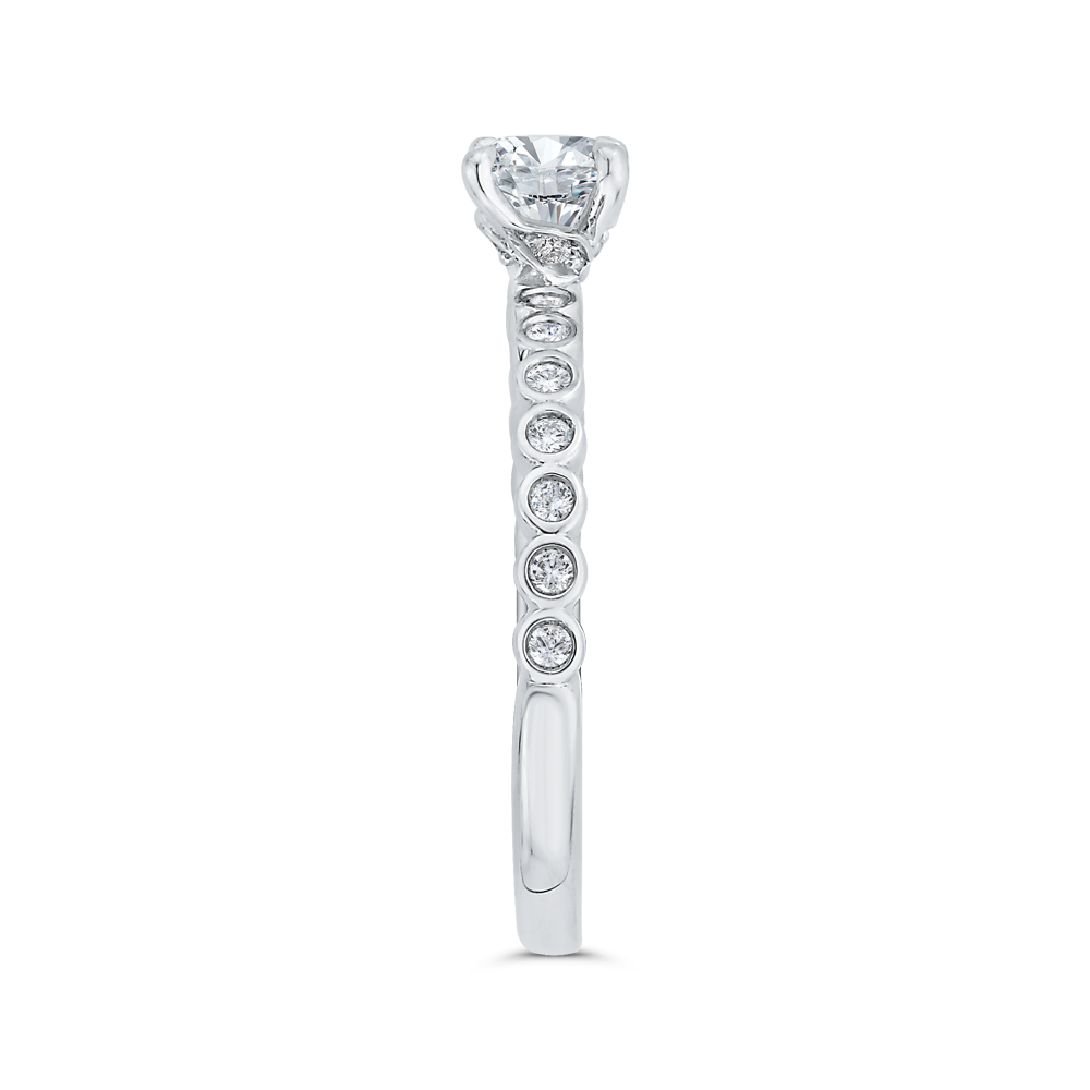 Bezel Set Round Diamond Engagement Ring in 14K White Gold