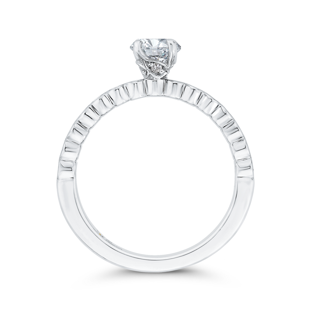 Bezel Set Round Diamond Engagement Ring in 14K White Gold
