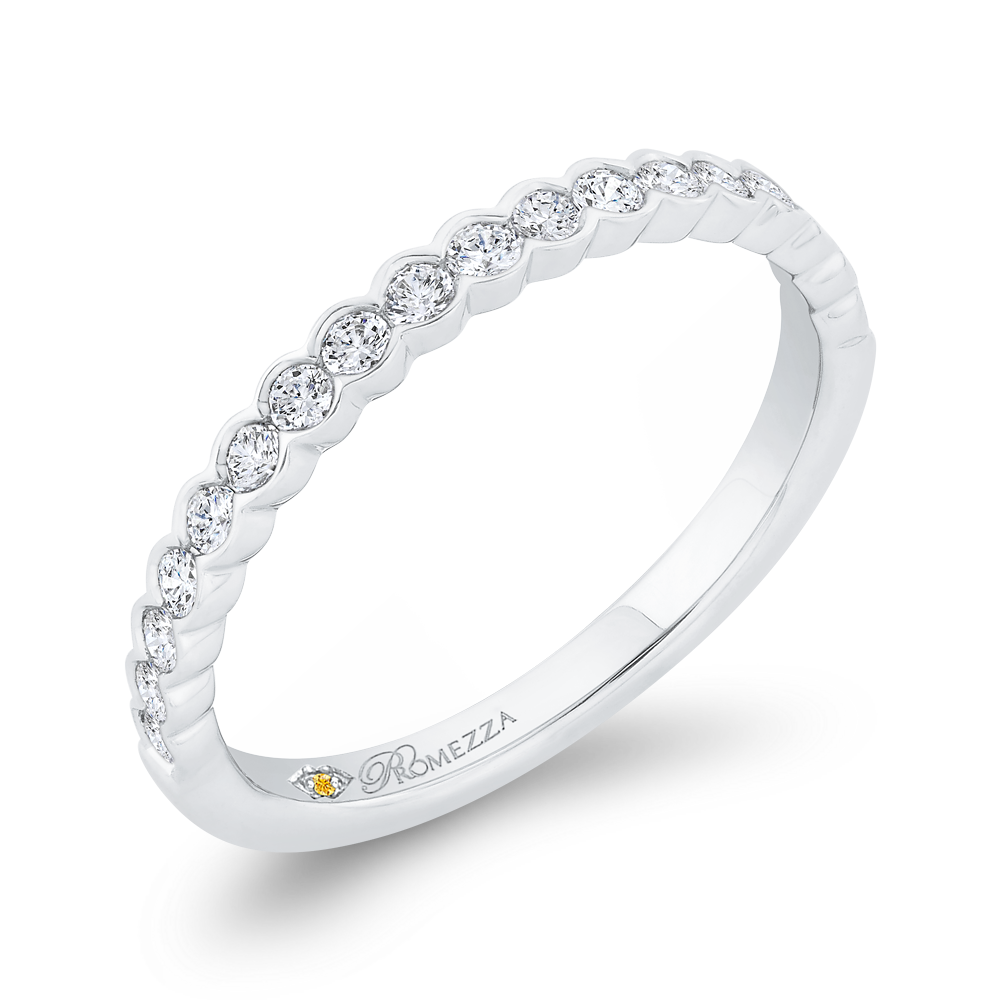 Bezel Set Diamond Wedding Band in 14K White Gold