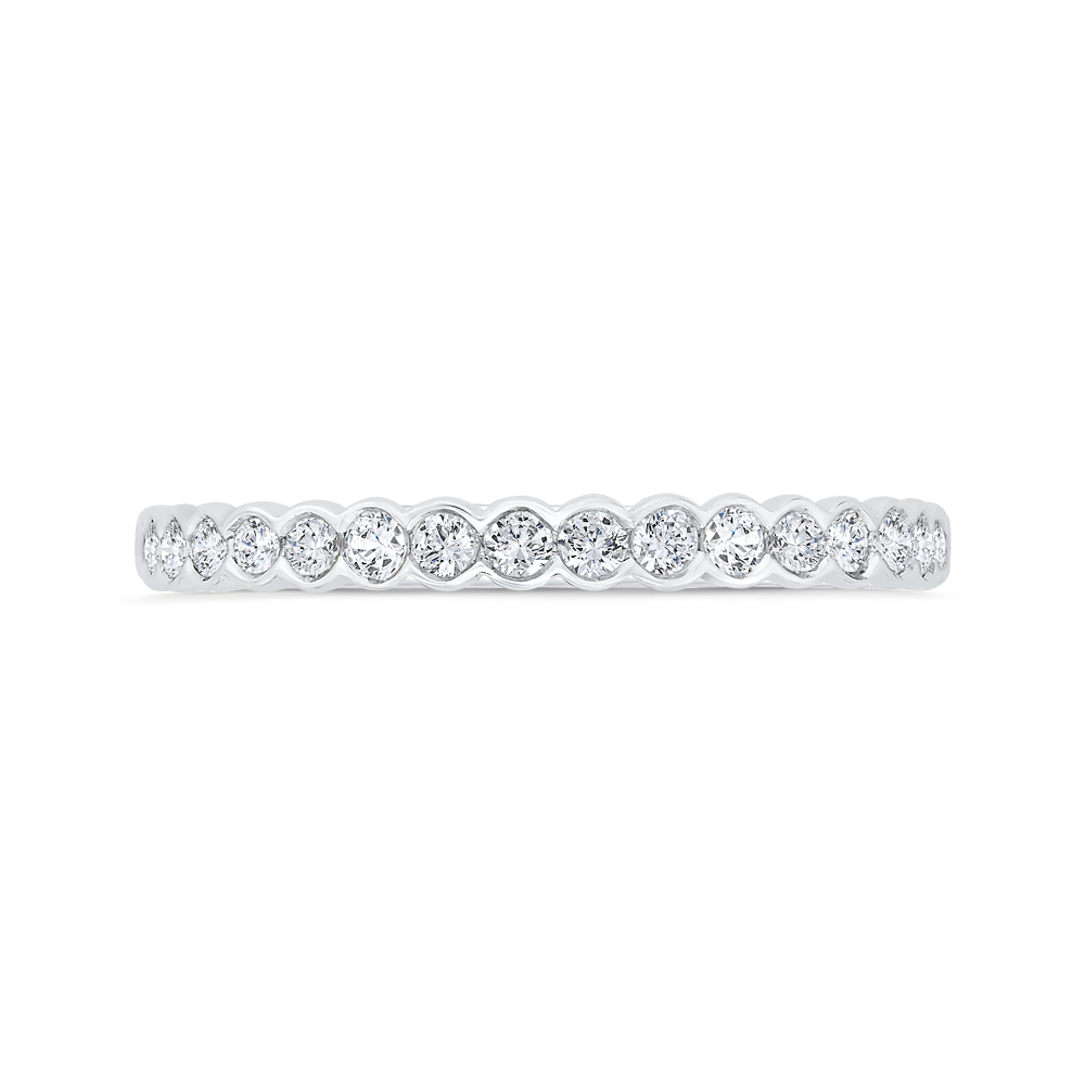 Bezel Set Diamond Wedding Band in 14K White Gold