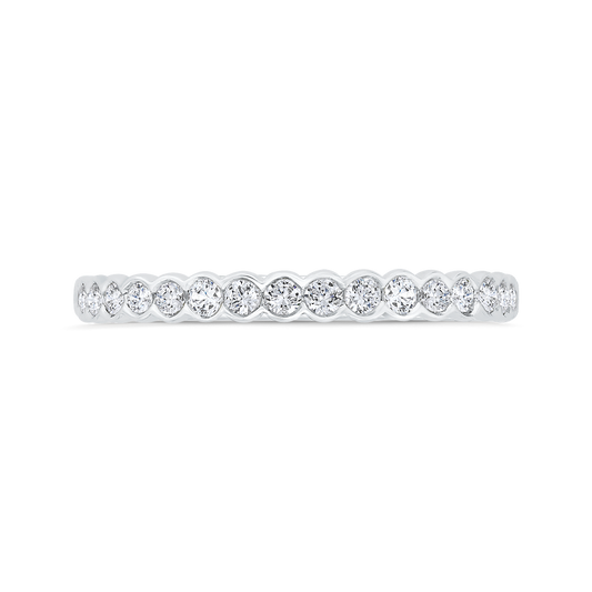 Bezel Set Diamond Wedding Band in 14K White Gold