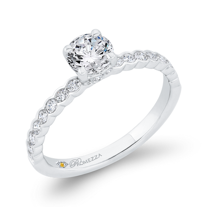 Bezel Set Round Diamond Solitaire Plus Engagement Ring in 14K White Gold