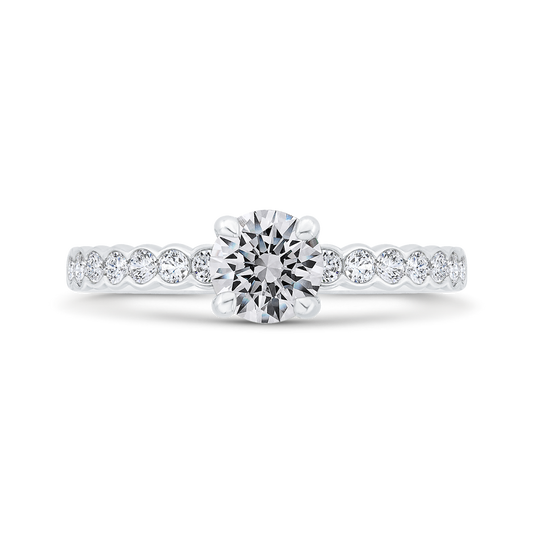 Bezel Set Round Diamond Solitaire Plus Engagement Ring in 14K White Gold