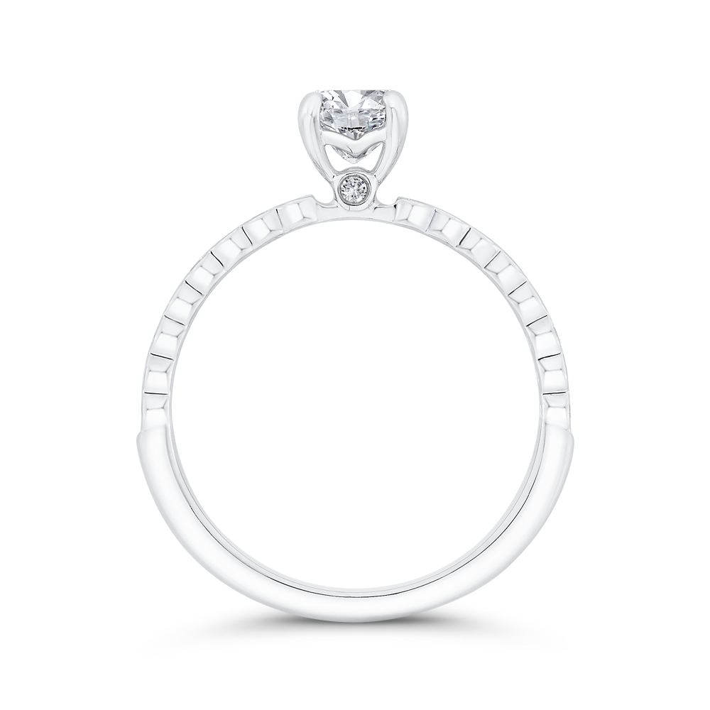 Bezel Set Round Diamond Solitaire Plus Engagement Ring in 14K White Gold