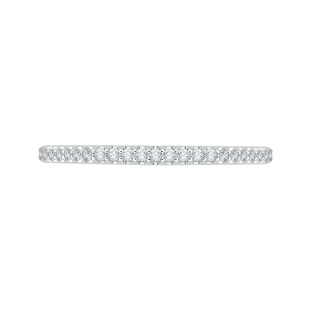 Round Diamond Half-Eternity Wedding Band in 14K White Gold
