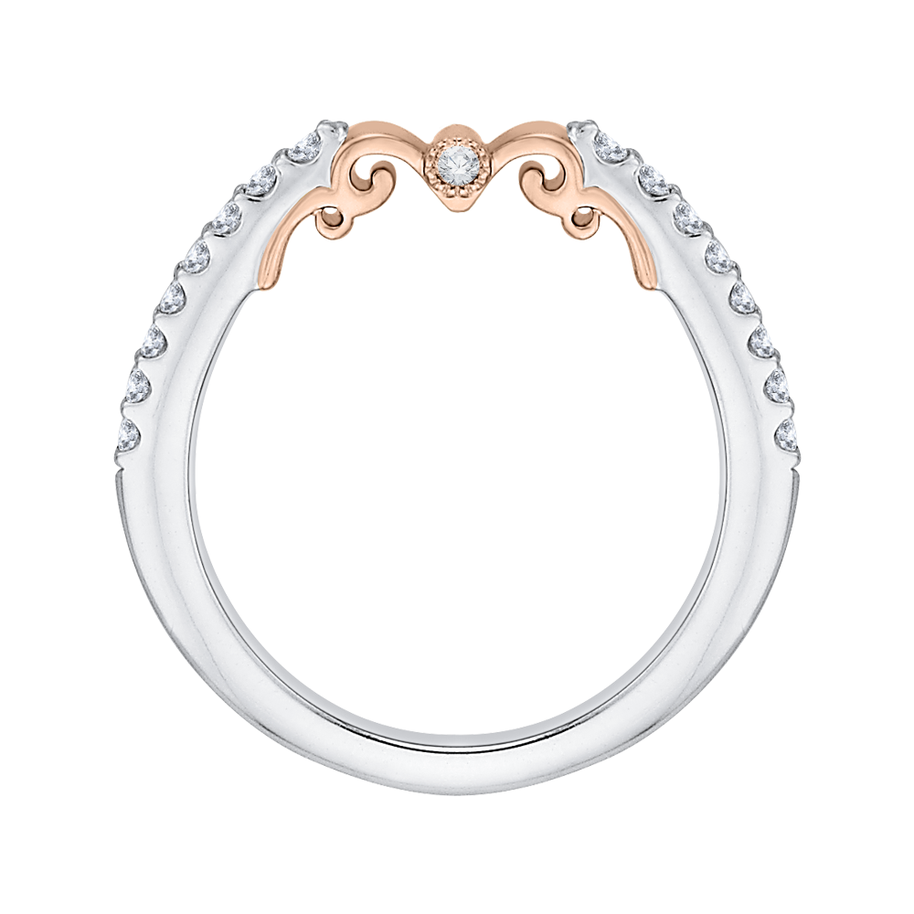 Round Diamond Wedding Band in 14K Two Tone Gold