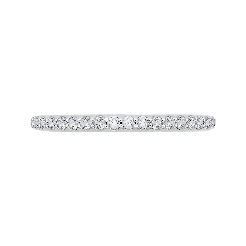 Round Diamond Half-Eternity Wedding Band in 14K White Gold