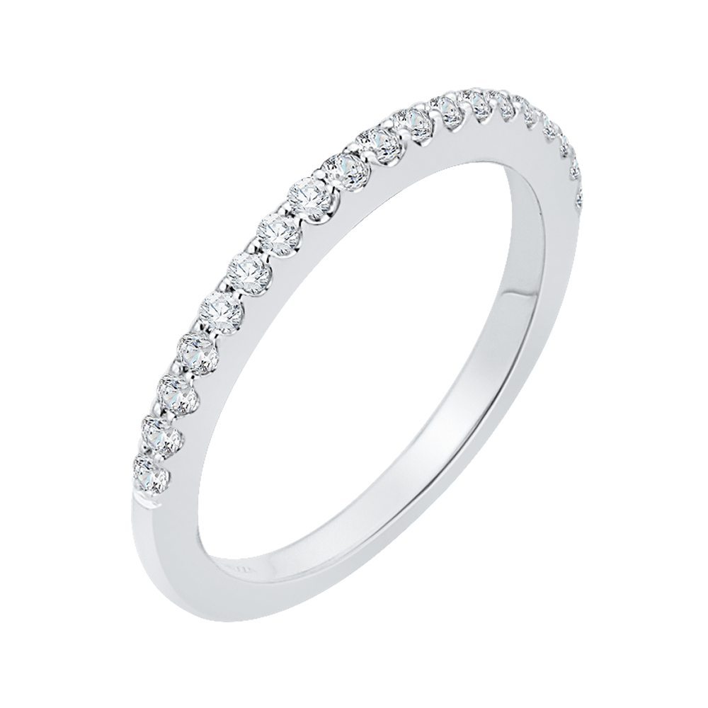 Round Diamond Half-Eternity Wedding Band in 14K White Gold
