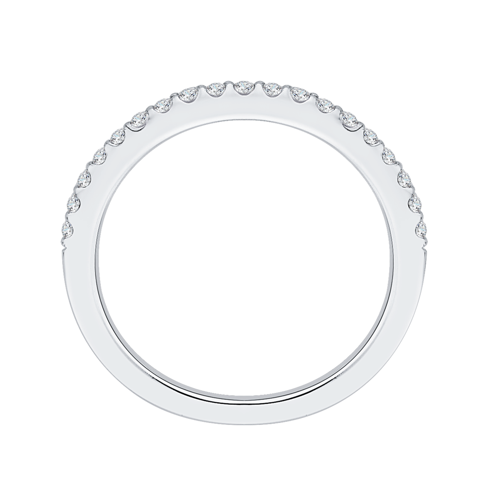 Round Diamond Half-Eternity Wedding Band in 14K White Gold