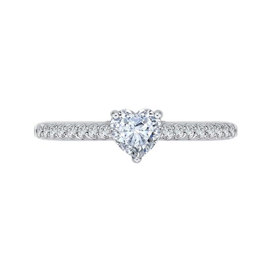 Heart Diamond Vintage Engagement Ring in 14K White Gold