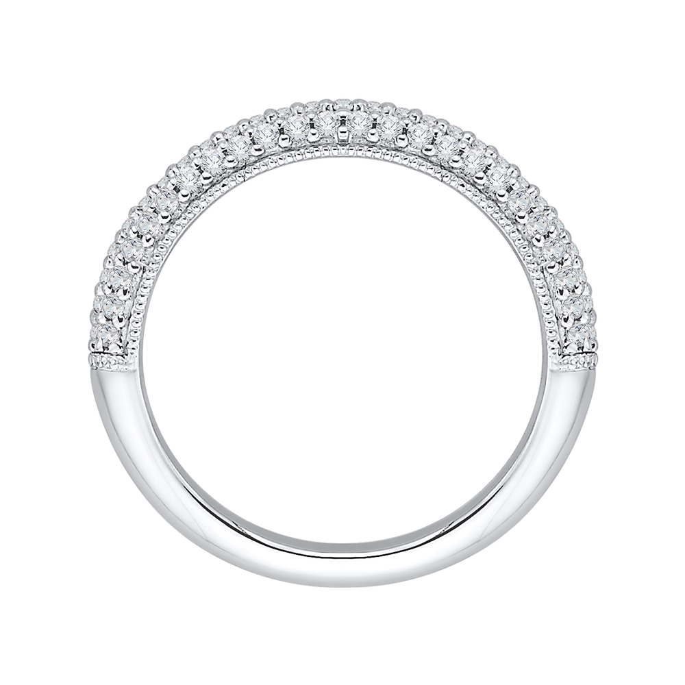 Round Diamond Half-Eternity Wedding Band in 14K White Gold