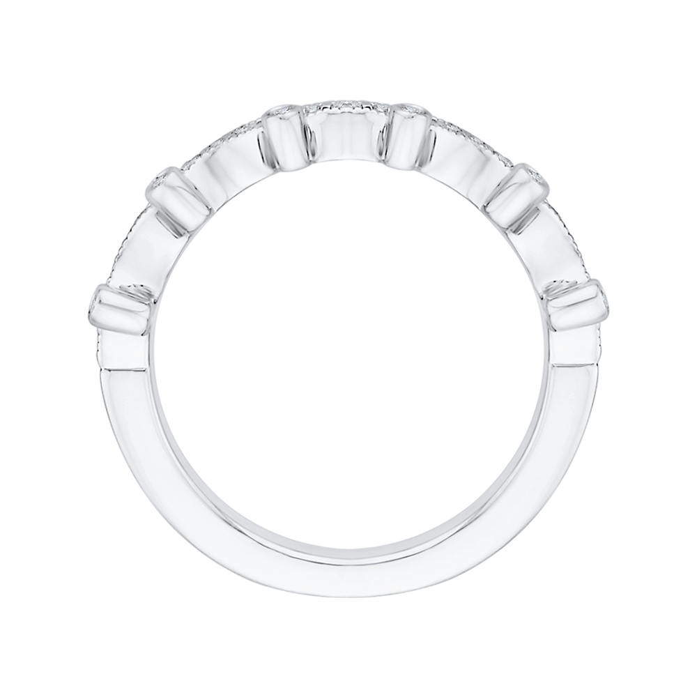 Round Diamond Half-Eternity Wedding Band in 14K White Gold