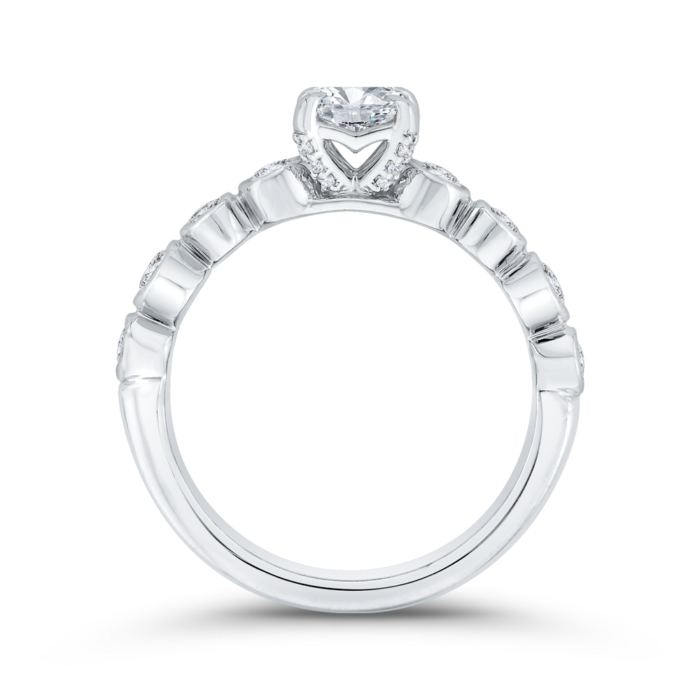 Oval Cut Diamond Engagement Ring in 14K White Gold