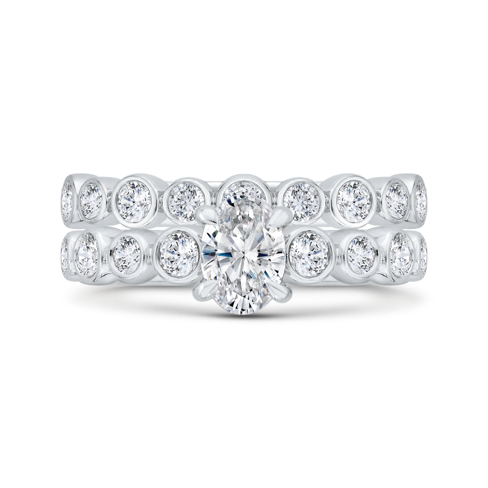 Oval Cut Diamond Engagement Ring in 14K White Gold