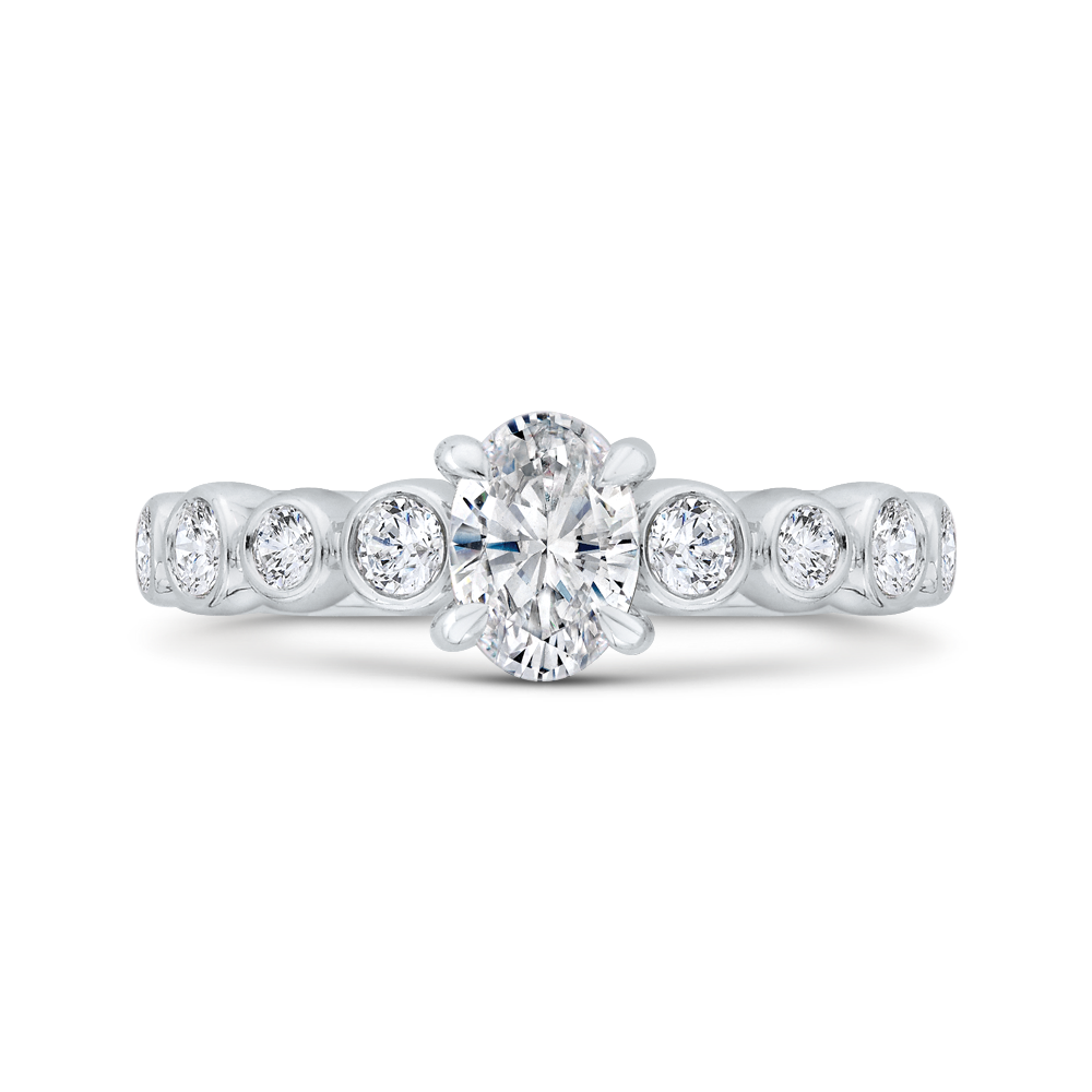 Oval Cut Diamond Engagement Ring in 14K White Gold