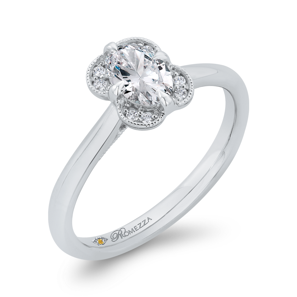 Oval Cut Diamond Engagement Ring in 14K White Gold