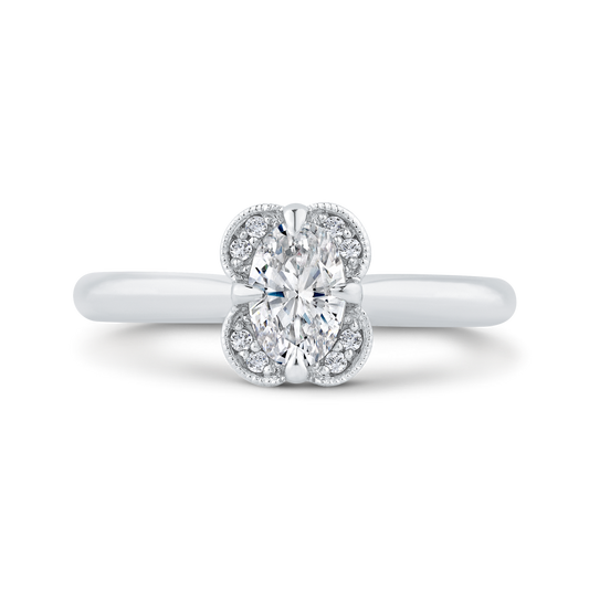 Oval Cut Diamond Engagement Ring in 14K White Gold