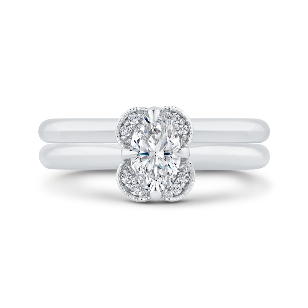 Oval Cut Diamond Engagement Ring in 14K White Gold